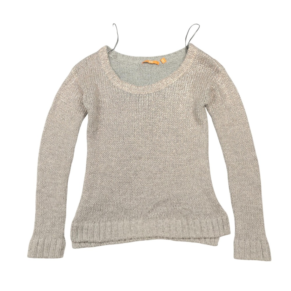 Hugo Boss Sweater Womens XS Gray Alpaca Blend Chunky‎ Knit Scoop Neck Pullover